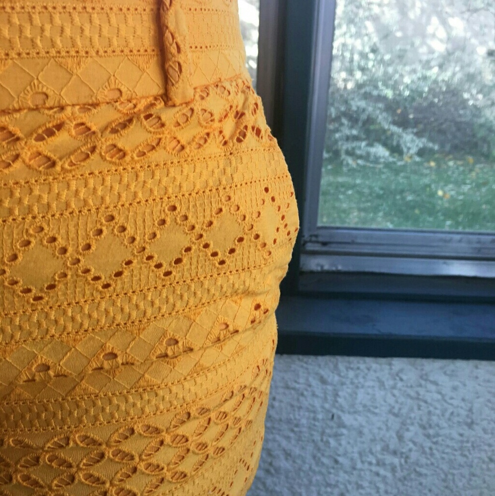 Bright Yellow Eyelett Shorts